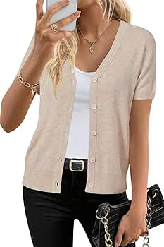 Arach&Cloz Womens 2025 Cropped Cardigan Spring Fashion Soft